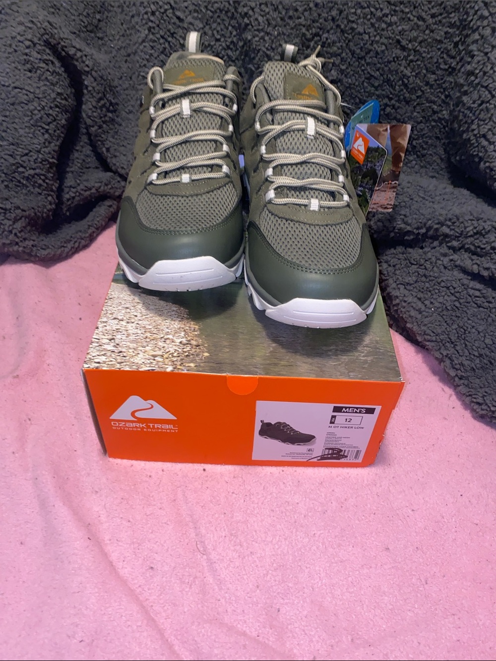 Ozark Trail Men's Olive Green Trail Trainers with White Soles